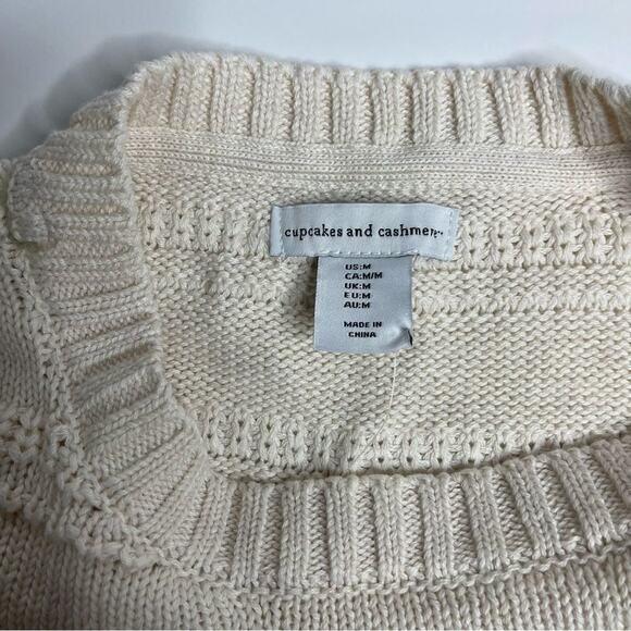 Cupcake And Cashmere Chunky Cable Knit Pullover Sweater‎ Cream Oversized Medium - Picture 8 of 9